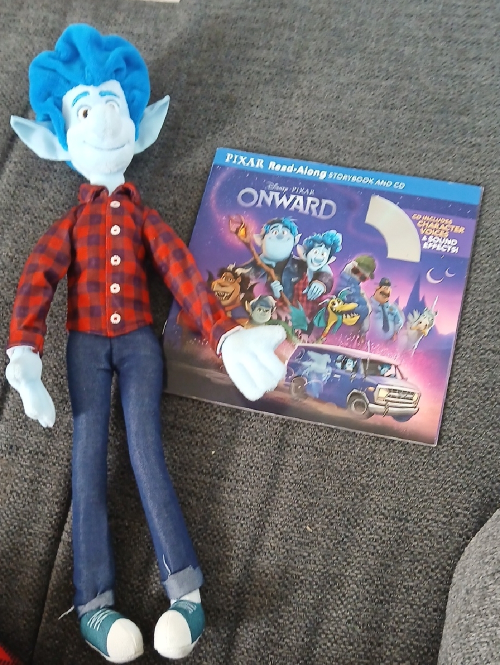 Disney Pixar Onward Ian Lightfoot Plush Doll - Blue With Book And Cd